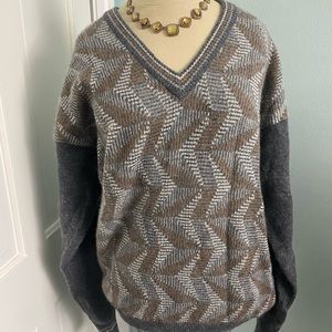 VINTAGE Boyfriend Sweater ,Countess Mara Vneck Unisex Lamb wool and Angora XL